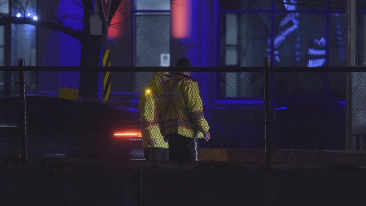 Surete du Quebec police investigate shooting scene on Highway 40, Friday.