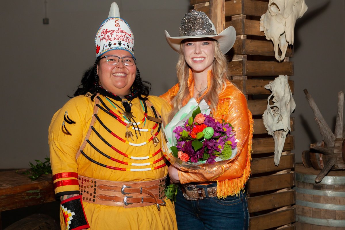First Nations Princess, Sikapinakii Low Horn and Stampede Princess Jenna Peters have been crowned as the 2022 Stampede Royalty April 13, 2022. 