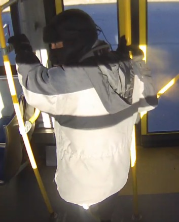 Surveillance video image of a man suspected of groping a teenage girl on a bus in southwest Edmonton on Tuesday, Nov. 2, 2021.