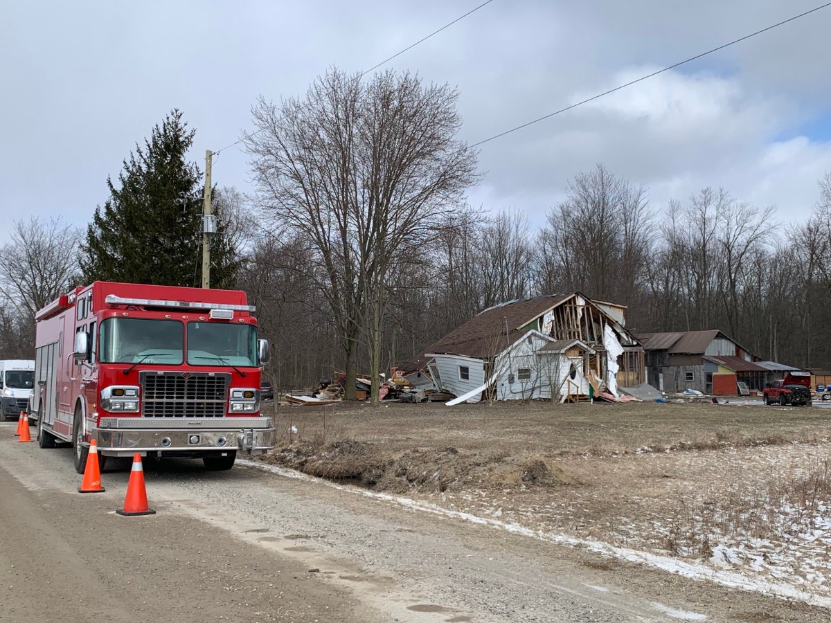 Southwest Middlesex Fire crews attend the aftermath of a blaze on Trillium Drive that took place on the morning of March 27.