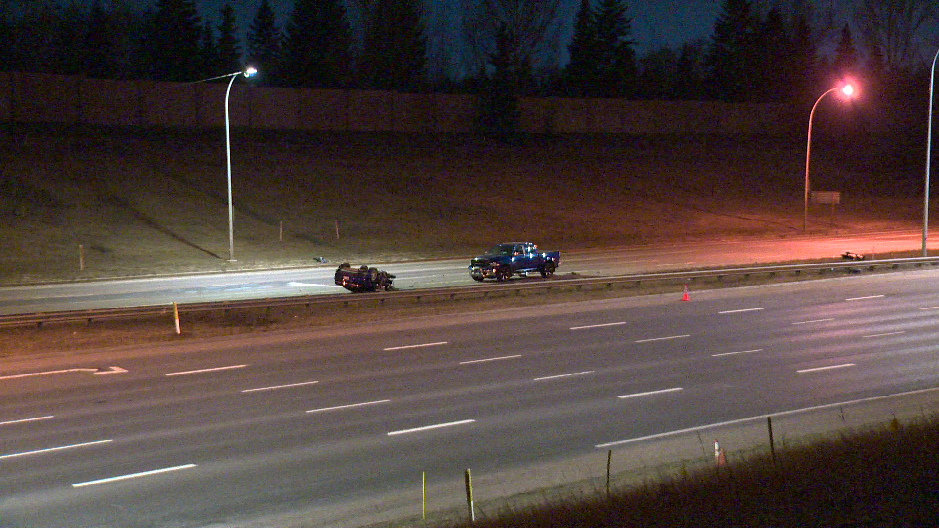 A serious two-vehicle collision occurred on Whitemud Drive south near the Quesnell Bridge Wednesday, April 13, 2022.