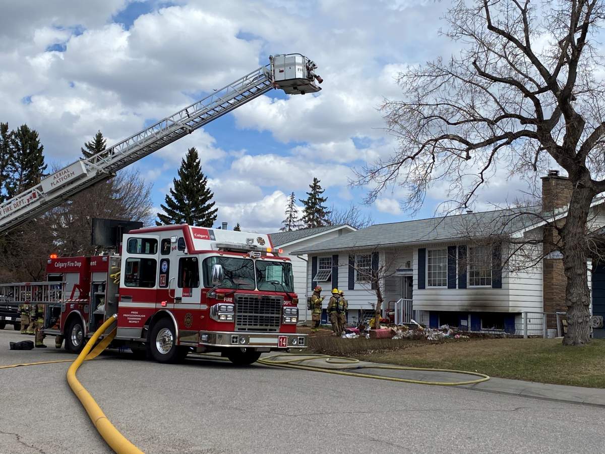 An elderly woman was taken to hospital after a fire in the area of 99 Avenue and 5 Street S.E. in Willow Park Wednesday, April 27, 2022.