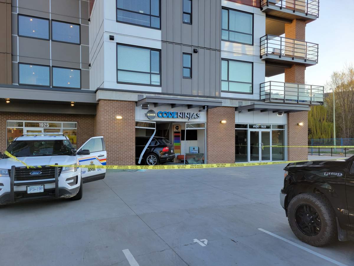 At around 4:30 a.m. Wednesday, the vehicle moved from its resting spot in front of the business on Enterprise Way and crashed into the front of Code Ninjas, a coding centre for children.