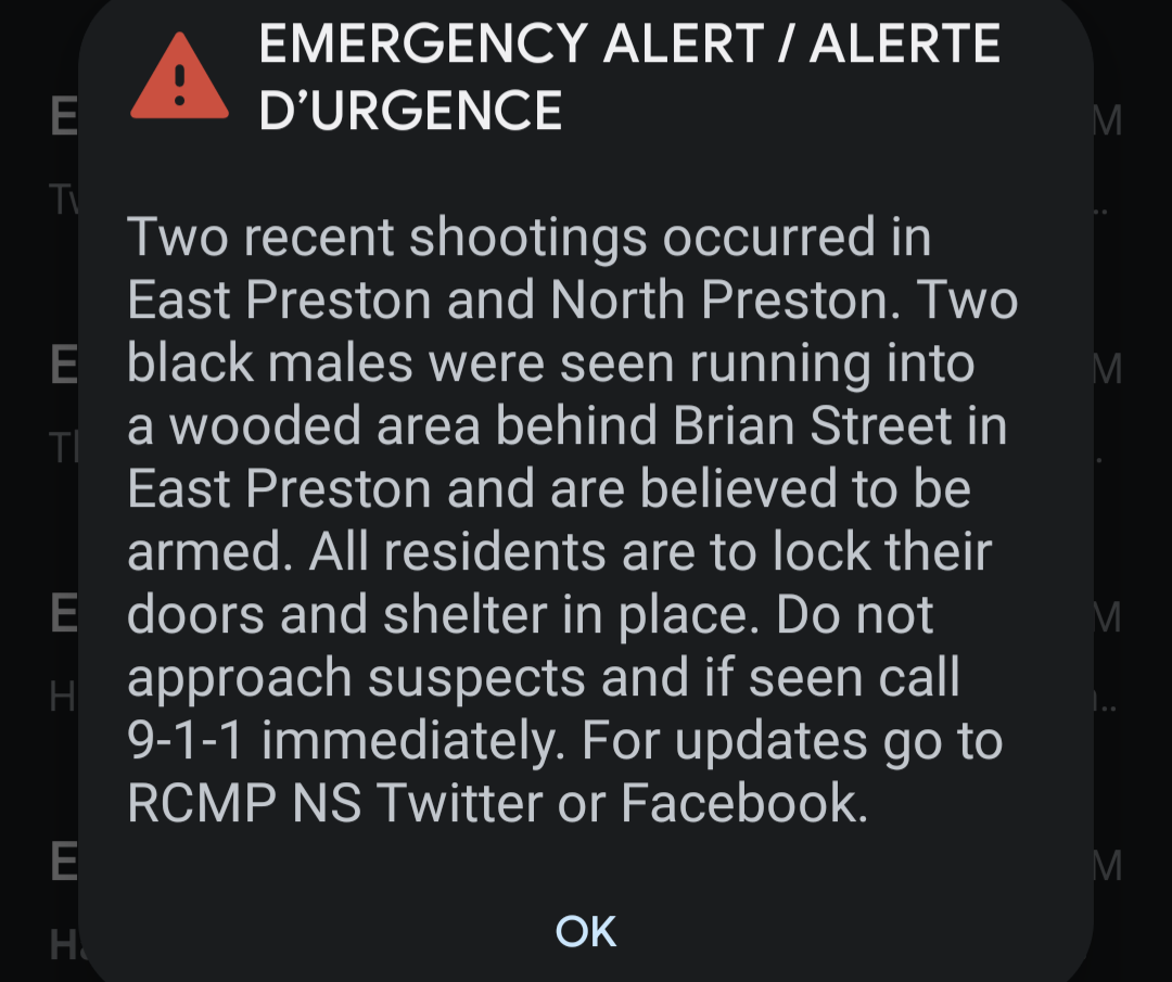 The emergency alert was issued shortly after 8 p.m. Friday. It has since been lifted.