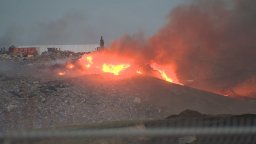 A fire burns at a Calgary landfill.