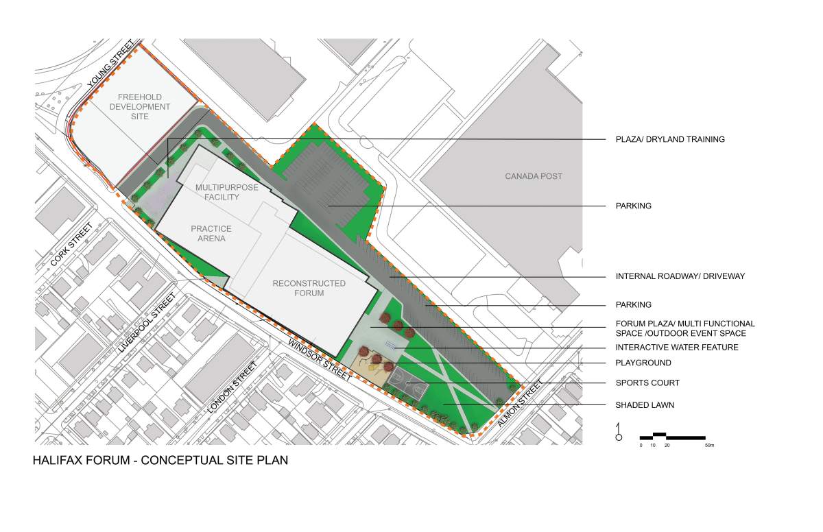 The proposed site plan for the redesigned Halifax Forum.