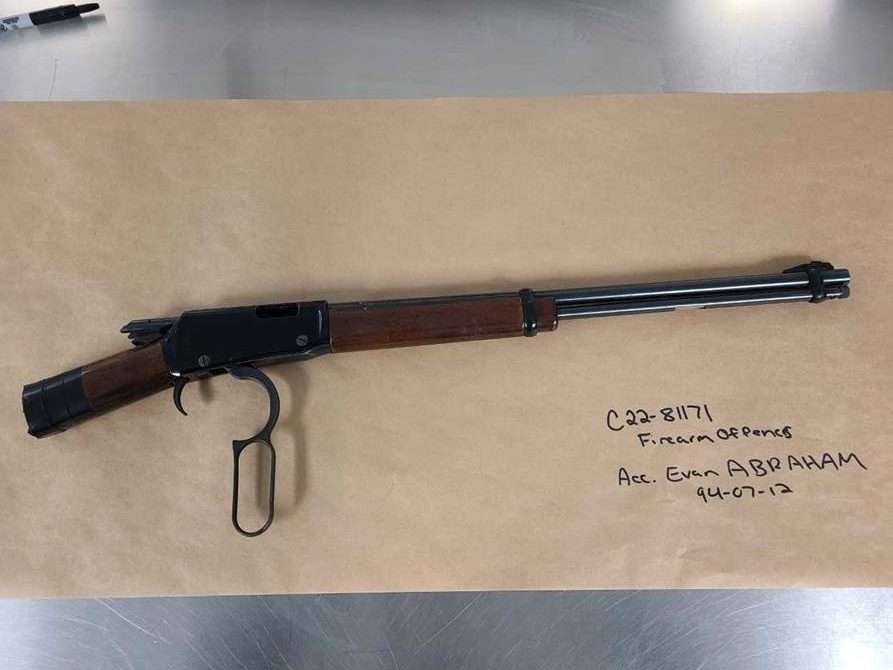 A gun seized by Winnipeg police after an incident at Garden City Shopping Centre.
