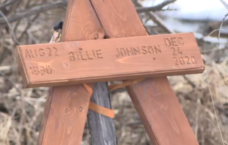 The markers at the site where Billie Johnson’s remains were discovered