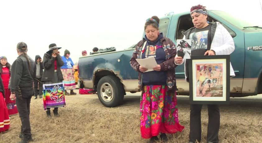 Group gathered at the site where Billie Johnson’s remains were discovered, April, 2021