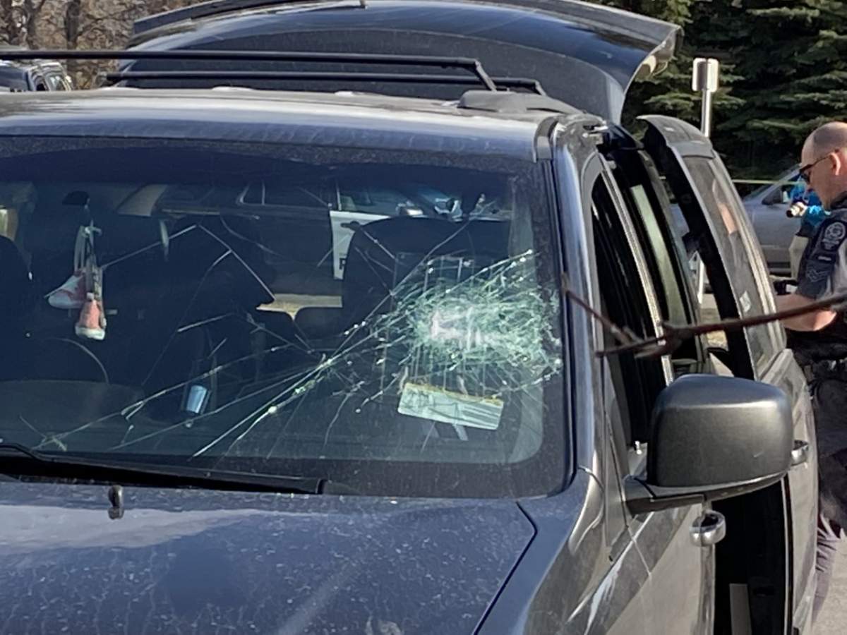 A vehicle Calgary police are investigating in relation to a stabbing on April 29, 2022, in the 600 block of 42 Avenue N.E.