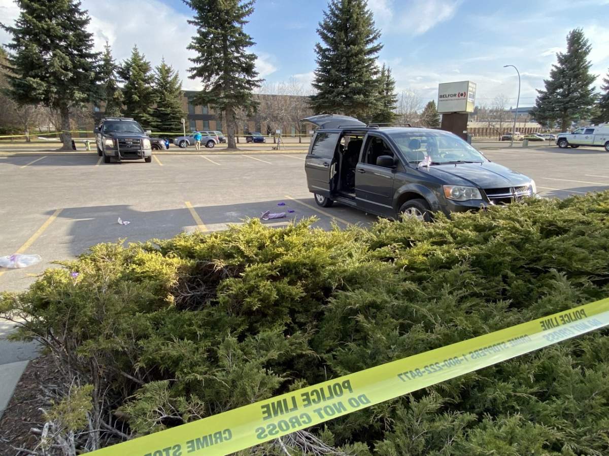 A vehicle Calgary police are investigating in relation to a stabbing on April 29, 2022, in the 600 block of 42 Avenue N.E.