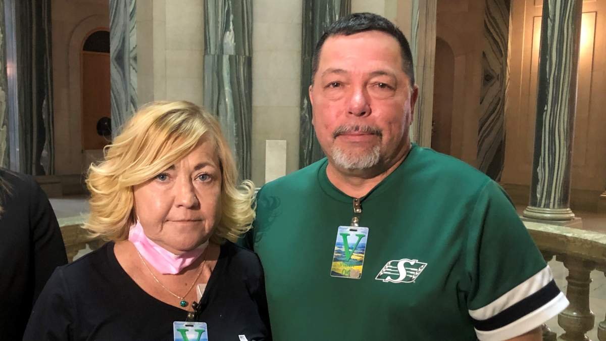 Terry and Kevin Rebalkin visited the legislature on April 26 to speak about the delay Terry has experienced as she waits for surgery.