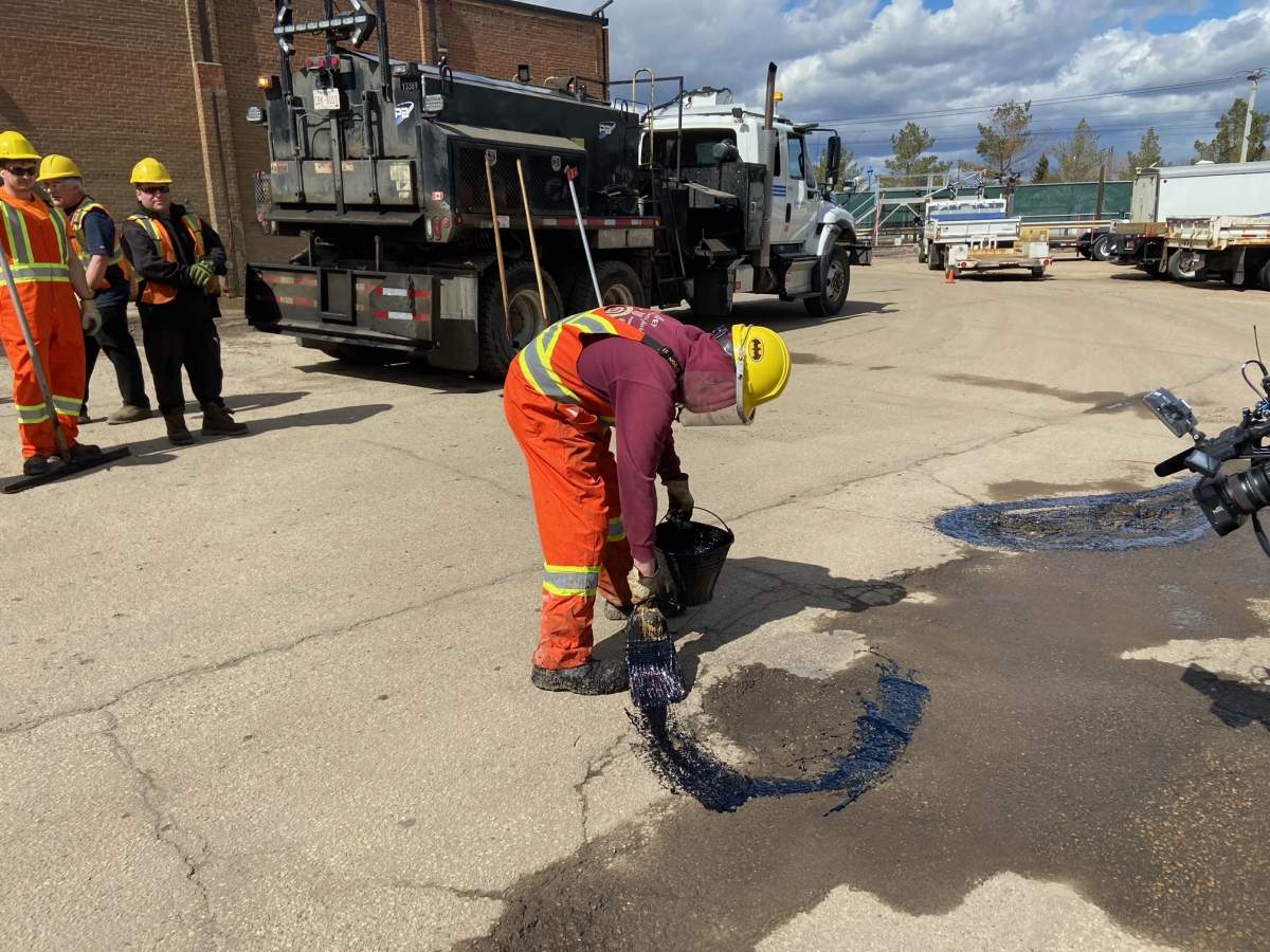 City of Edmonton crews repair potholes Thursday, April 28, 2022.