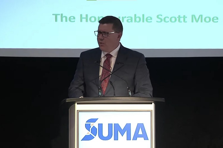 Saskatchewan Premier Scott Moe spoke to SUMA delegates on Monday morning in Regina.