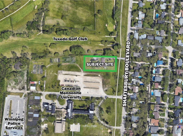 A map of the area where a luxury condo complex is proposed to be built.