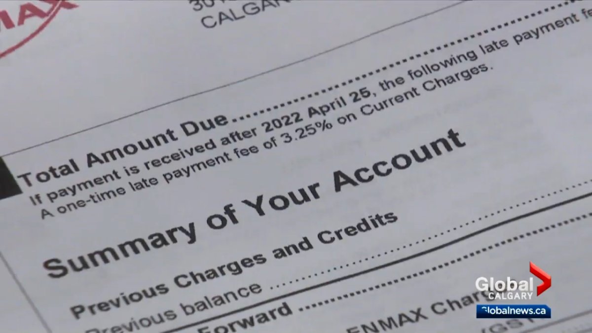 A file photo of an Enmax utility bill.