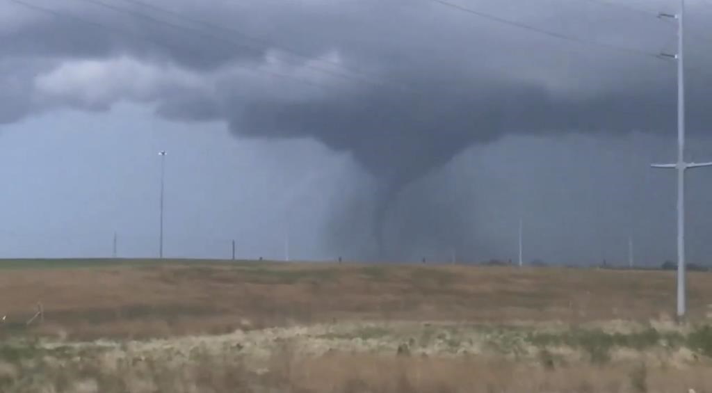 File photo. A tornado passes south-central Kansas on Friday, April 29, 2022, southeast Wichita.