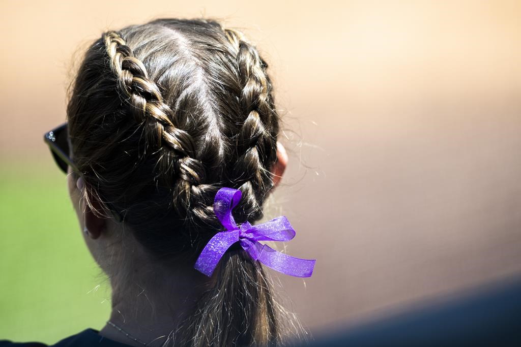 "We encourage people to wrap everything in purple. So purple streak in your hair, wear a purple ribbon, put a purple bow on trees around your neighbourhood," said the Barrie Women and Children's Shelter of their 2022 fundraiser. (Kendall Warner/The News & Advance via AP).