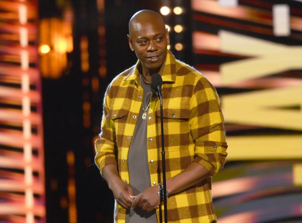 Dave Chappelle appears during the Rock & Roll Hall of Fame induction ceremony on Oct. 30, 2021, in Cleveland.