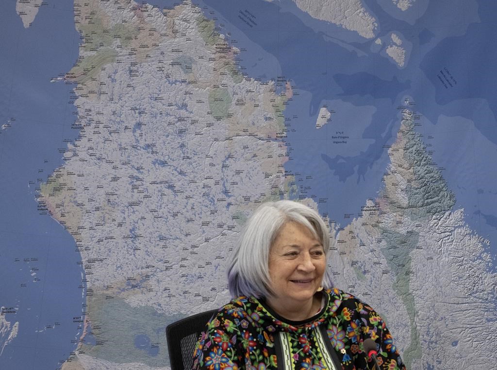 Governor General Mary Simon smiles during a round-table discussion with northern organizations, Monday, May 9, 2022 in Kuujjuaq, Que.