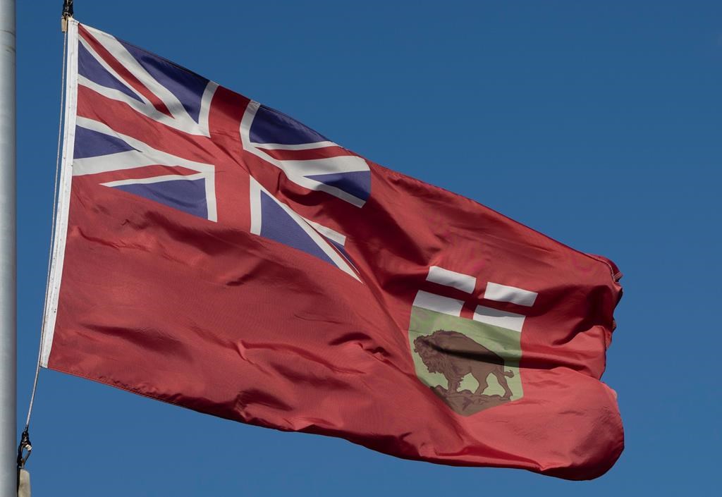 The flag of Manitoba flies on Monday, Nov. 1, 2021 in Ottawa. Voters in the northern Manitoba constituency of Thompson are to go to the polls in a byelection next month. The seat became empty when New Democrat MLA Danielle Adams died in a crash in December. 