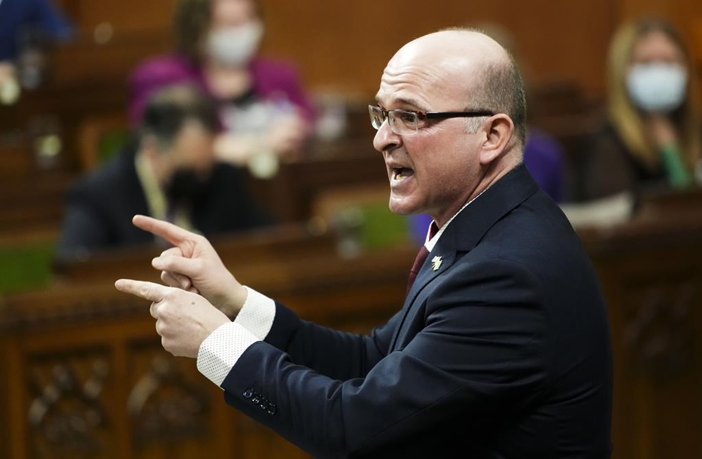 Minister of Tourism and Associate Minister of Finance Randy Boissonnault stands during question period in the House of Commons, on Parliament Hill in Ottawa, Friday, April 1, 2022.