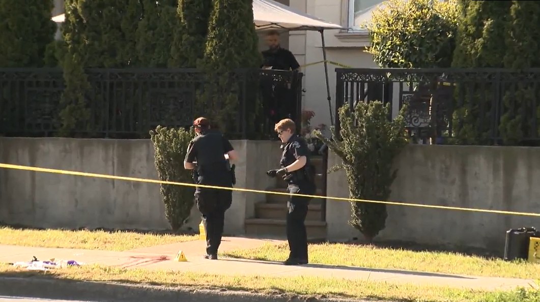 Vancouver police investigate what they described as a "serious police incident" on 41st Avenue on Sat. May 21, 2022.