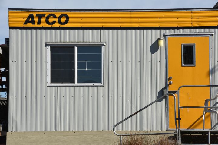 An ATCO trailer in Victoria, British Columbia, July 28, 2020. The ATCO Group of companies was founded in Calgary in 1947 as the Alberta Trailer Company, later named ATCO, and expanded into the natural gas and petroleum as well as electricity industries. ATCO Industries Ltd. is traded on the Toronto Stock Exchange. 