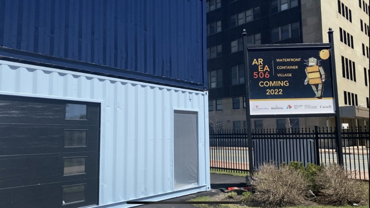 The Waterfront Container Village in Saint John is expected to open in Saint John after the first containers were delivered on April 30.