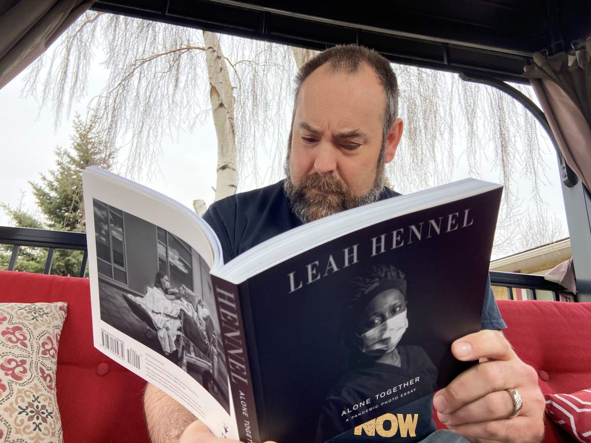 Bernie looking through the book for the first time.