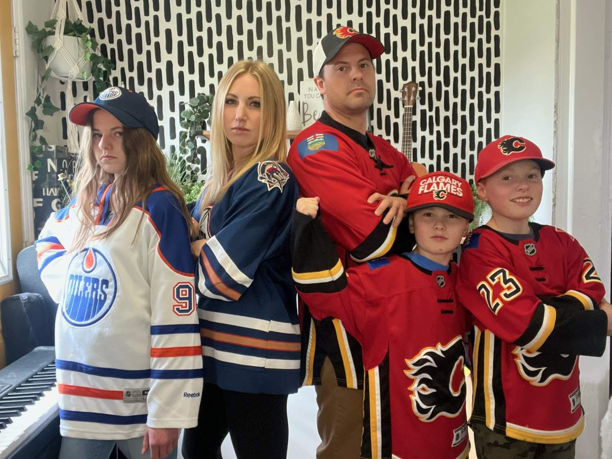 The Fehr family will be cheering for opposite sides in the Battle of Alberta.