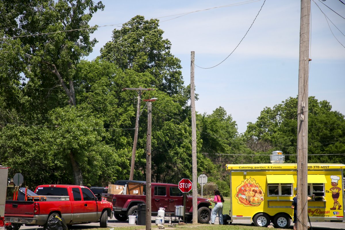 The scene of a fatal shooting that happened at a Memorial Day event in Taft, Okla., on Sunday, May 29, 2022.