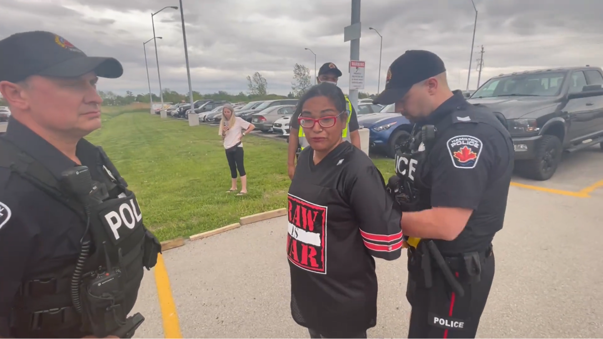 Toronto-based lawyer Caryma Sa’d in a social media post says she was the woman arrested by Hamilton Police at a campaign rally for Ontario Progressive Conservative Leader Doug Ford.