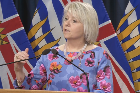 British Columbia provincial health officer Dr. Bonnie Henry speaks to reporters at a COVID-19 briefing in Victoria on May 10, 2022.