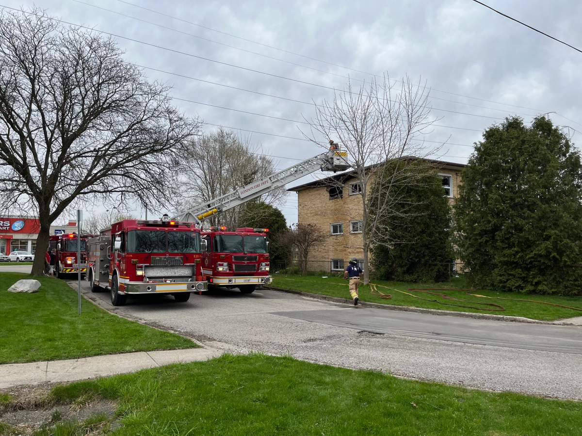 Fire crews battle the blaze in Thiel Street apartment.