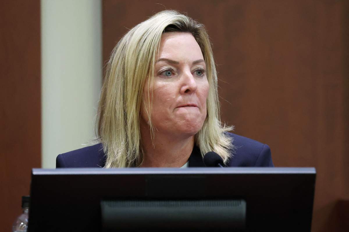 Dr. Dawn Hughes, a forensic psychologist, testifies during the 50 million US dollar Depp vs Heard defamation trial at the Fairfax County Circuit Court in Fairfax, Virginia, on May 26, 2022.