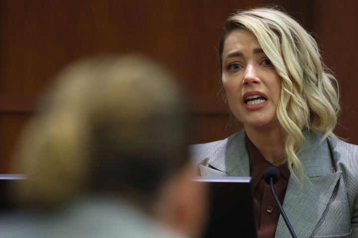 Actor Amber Heard testifies during the $50-million Depp vs Heard defamation trial at the Fairfax County Circuit Court in Fairfax, Va., on Thursday.