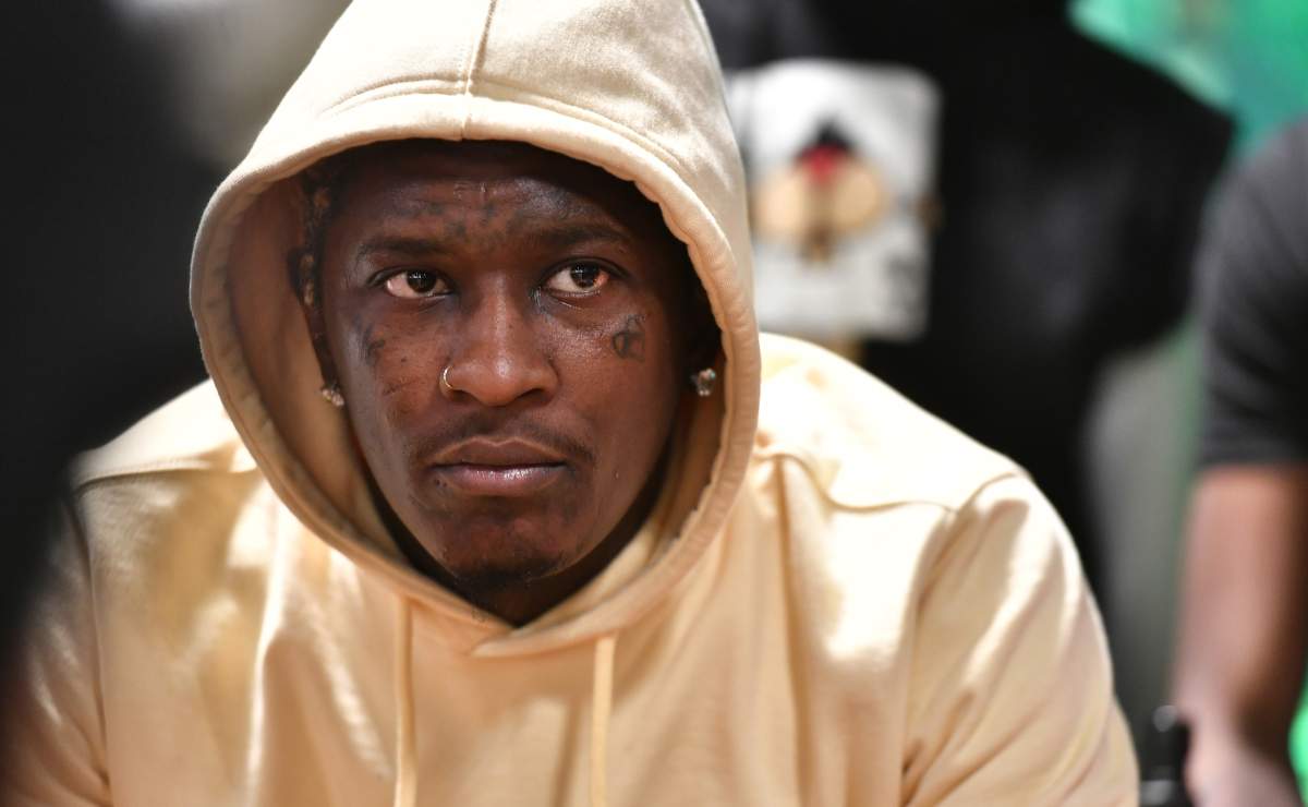 Rapper Young Thug attends Young Stoner Life Meet & Greet at DTLR Camp Creek on April 22, 2021 in East Point, Georgia.