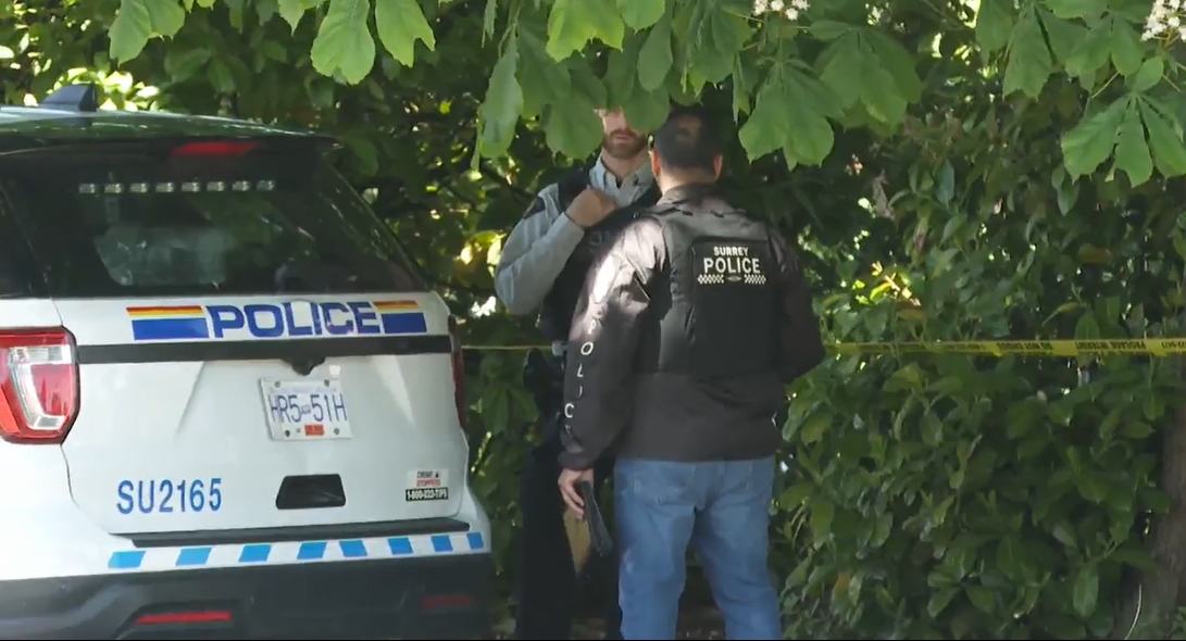 RCMP in Surrey, B.C. are investigating after shots were fired at a home on Grosvenor Road on Sat. May 21, 2022, leaving one man in the hospital with serious injuries.