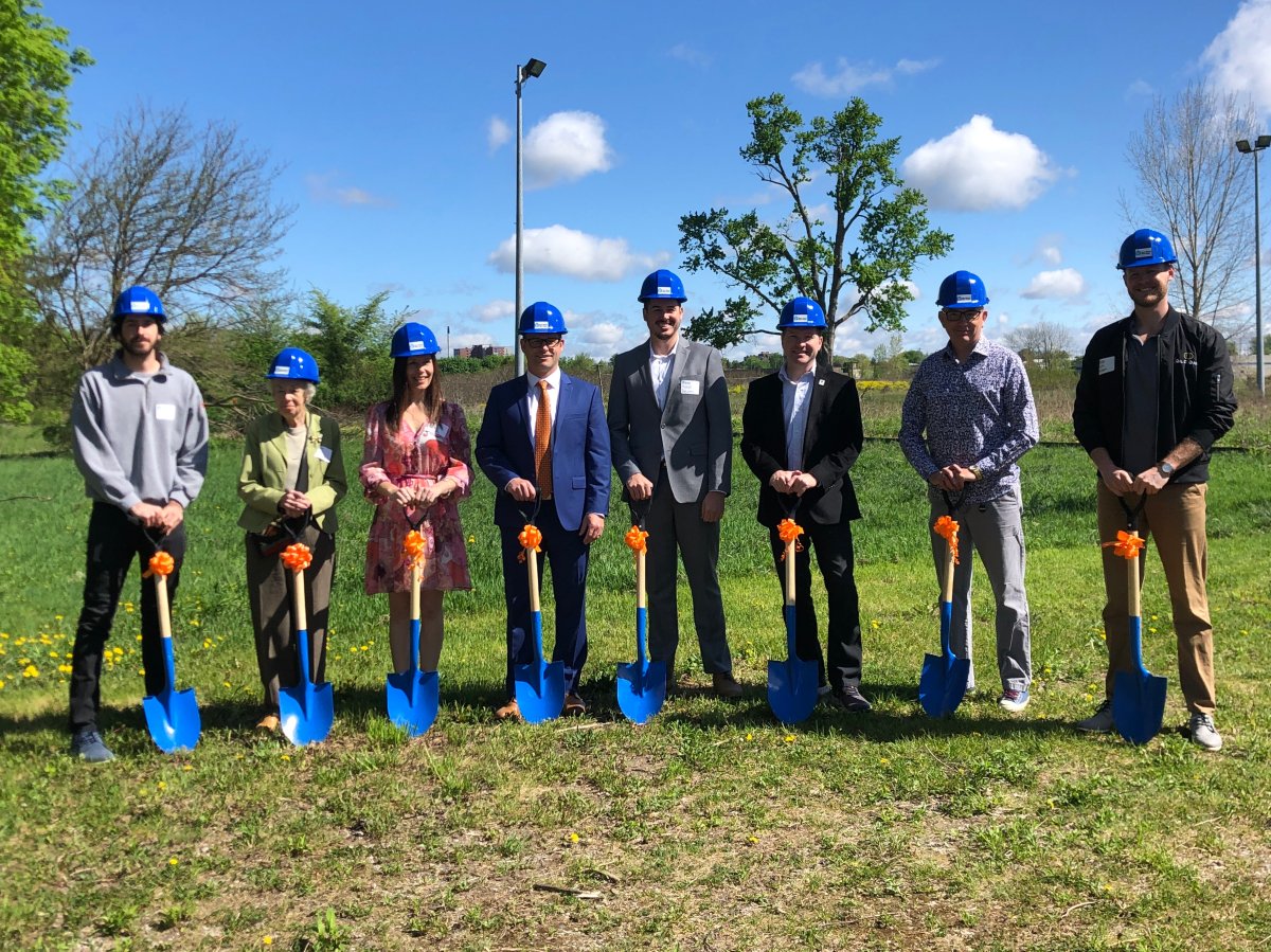 Humane Society of London and Middlesex staff and local politicians breaking ground at the site of the new Old Oak Animal Campus on 1414 Dundas St. on May 17, 2022 .