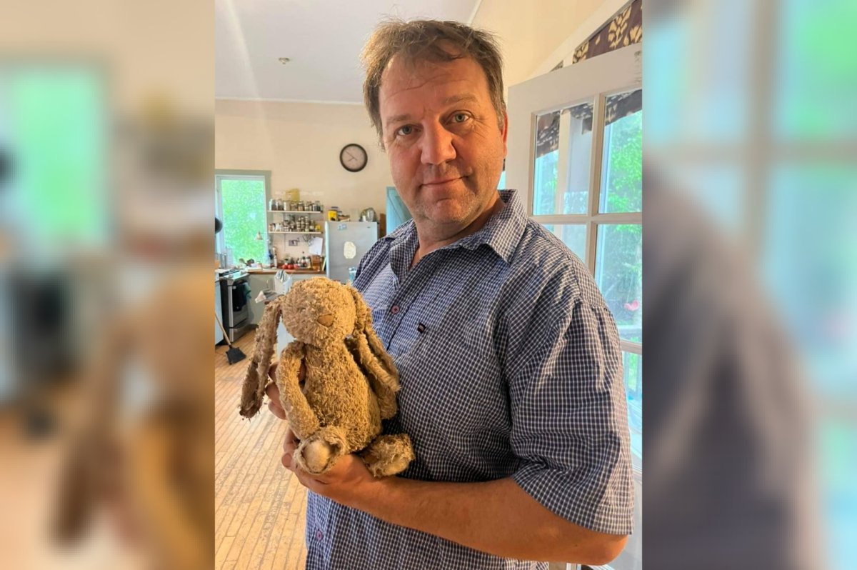 Farmer Josh Oulton is hoping to reunite a stuffed bunny with its owner after finding it outside last week.