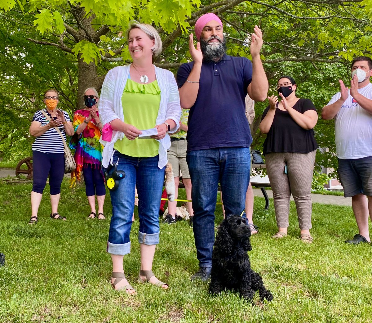 Federal NDP Leader Jagmeet Singh visited Peterborough, Ont., on May 31 to show support for provincial NDP candidate Jenn Deck.