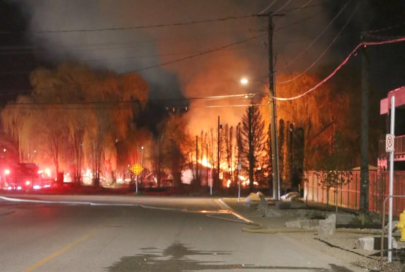 A vacant home in Oliver, B.C. was fully engulfed in flames Saturday night. 