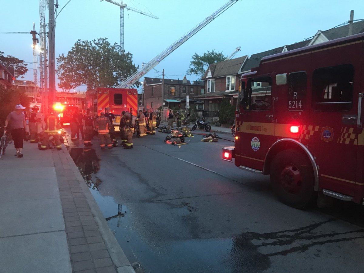 Fire crews are on scene at a house fire on Emerson Avenue in Toronto.