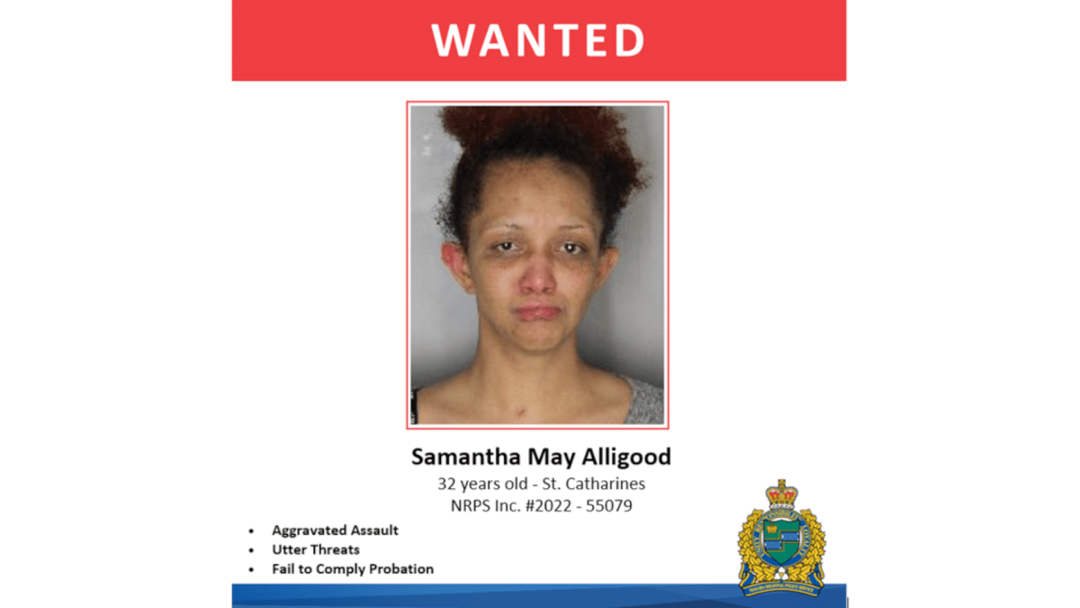 On May 26th, 2022, an arrest warrant was issued for Samantha May Alligood (32 years) of age. Alligood has significant ties to the City of St. Catharines, particularly the Western Hill area