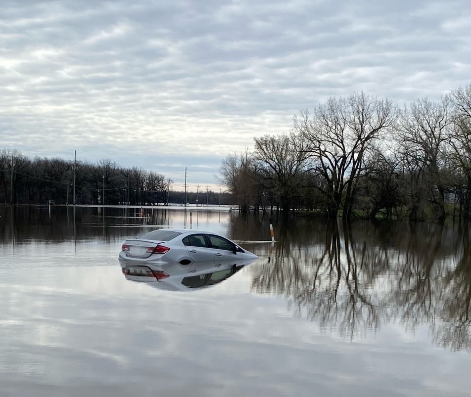 Car submerged just north of St. Adolphe in the RM of Ritchot. 