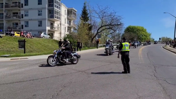 Motorcyclists arrive in Port Dover to mark Friday the 13th.