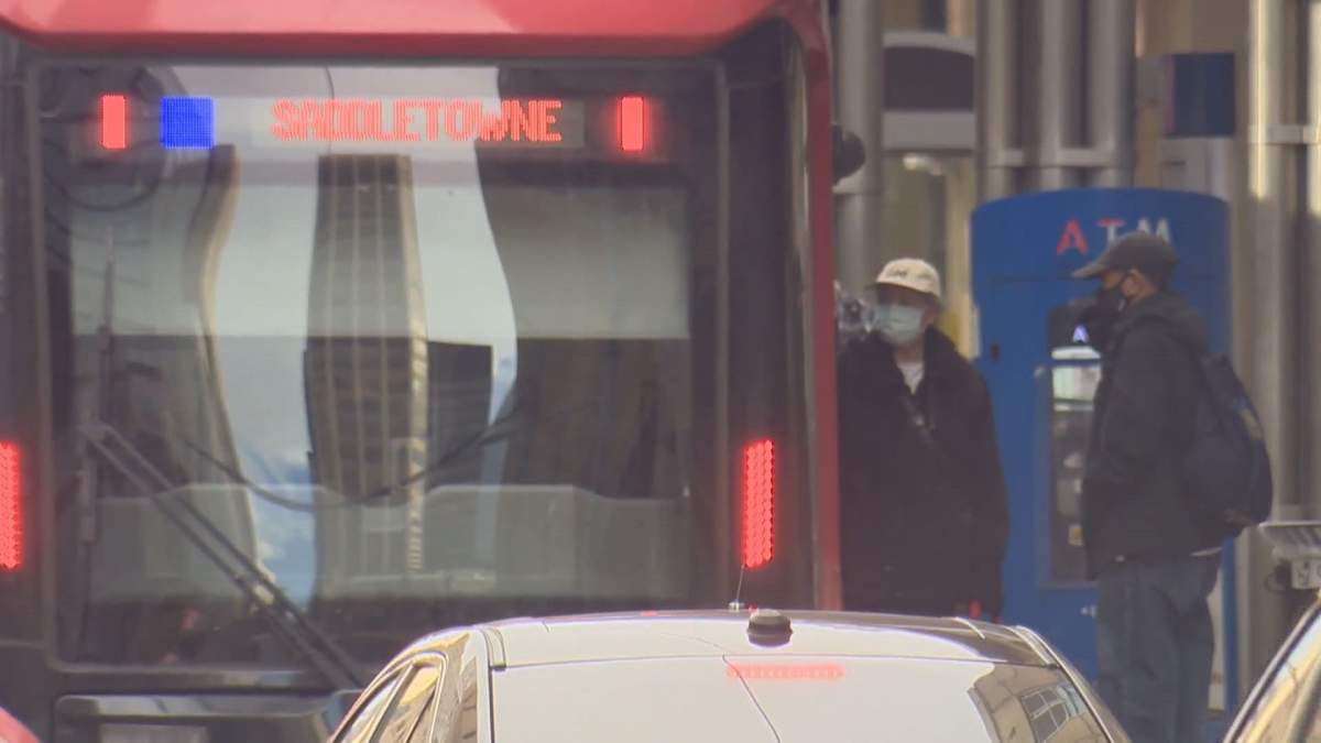 File photo of a CTrain in downtown Calgary.