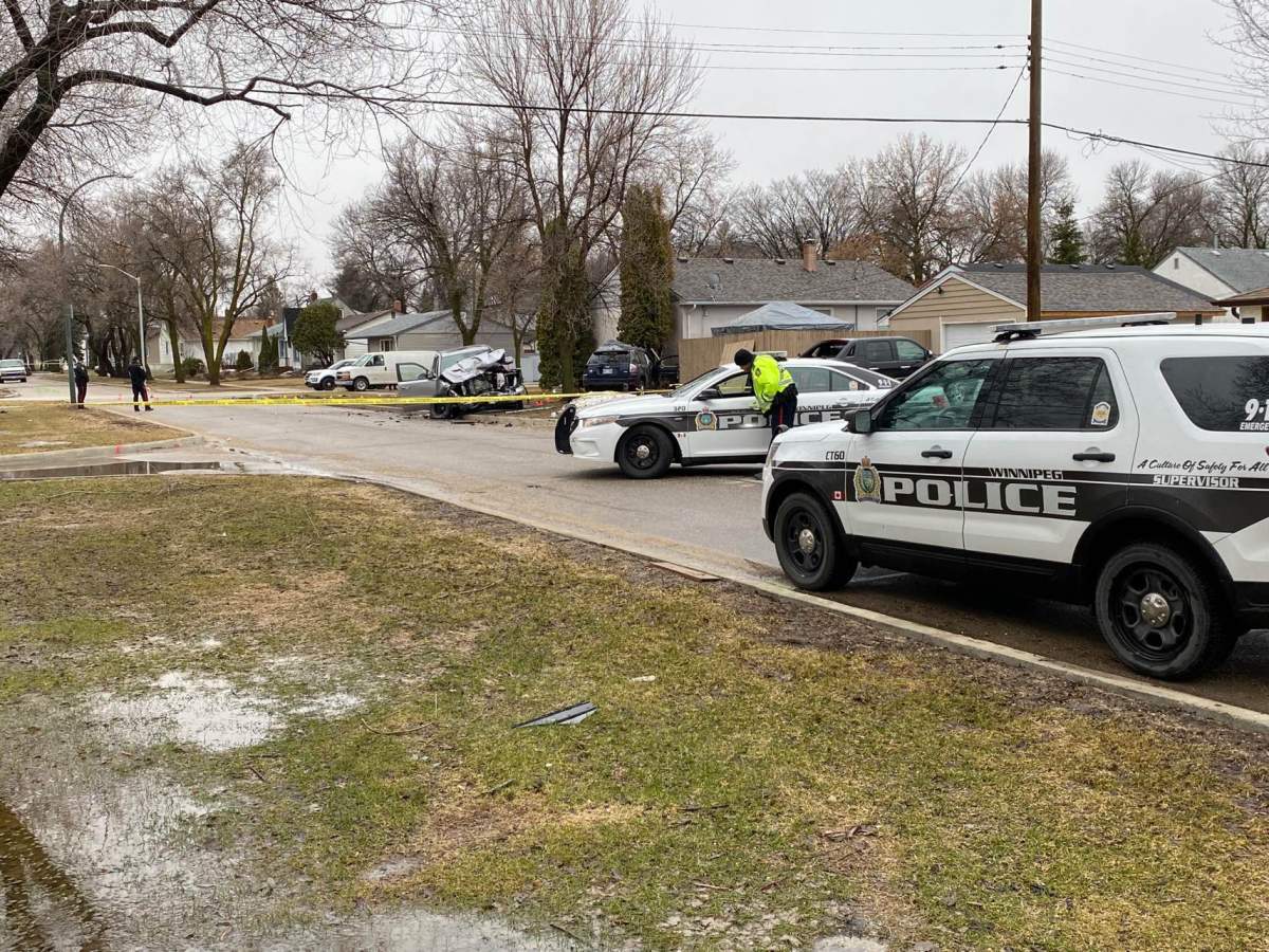 Winnipeg police say a 24-year-old woman died early Sunday morning following a two-vehicle collision in Transcona.