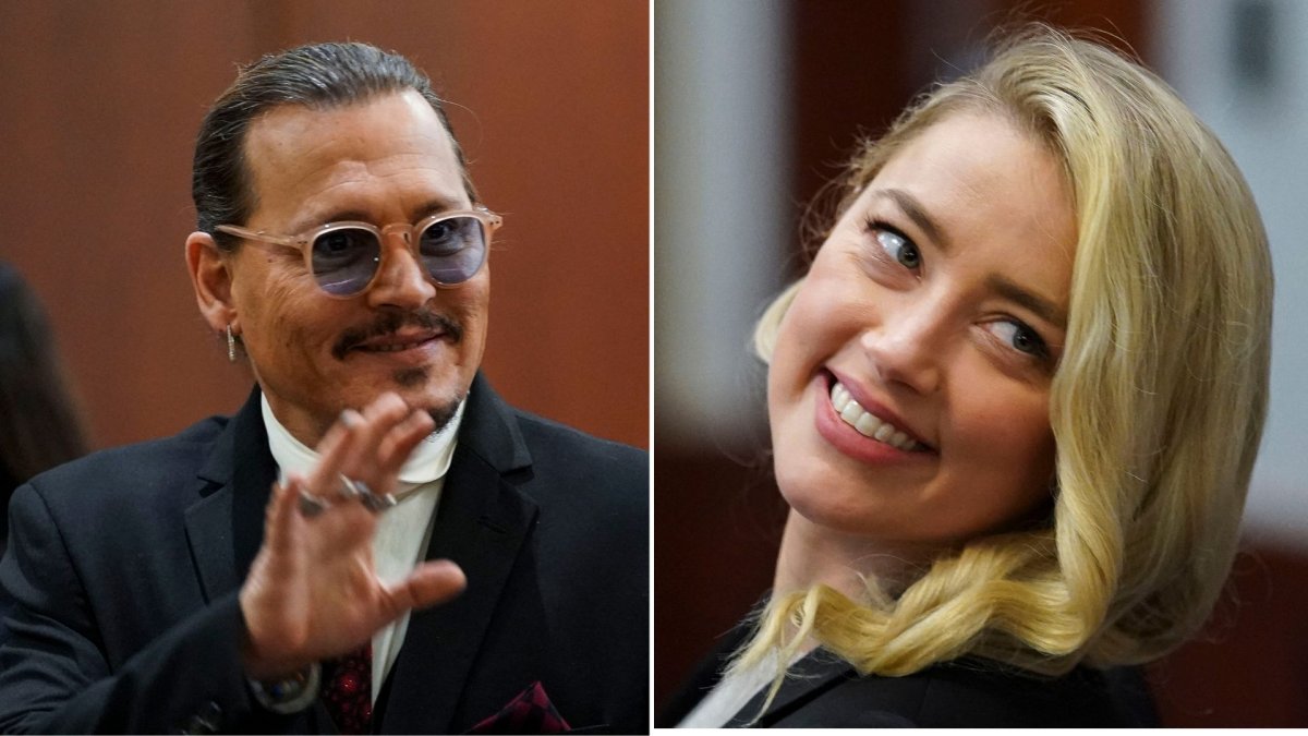 Actors Johnny Depp (left) and Amber Heard (right) in court on May 18 in Fairfax County, VI.